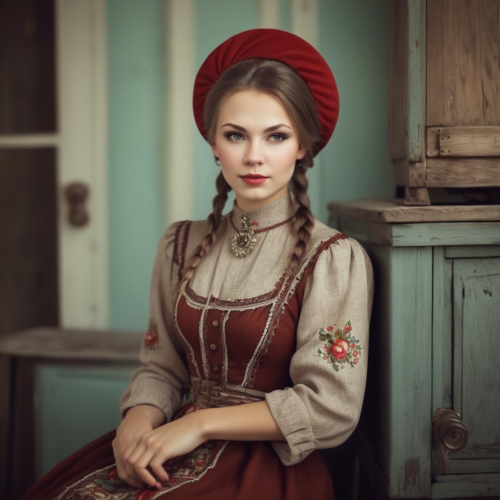 A stunning image of russian woman in vintage settings.