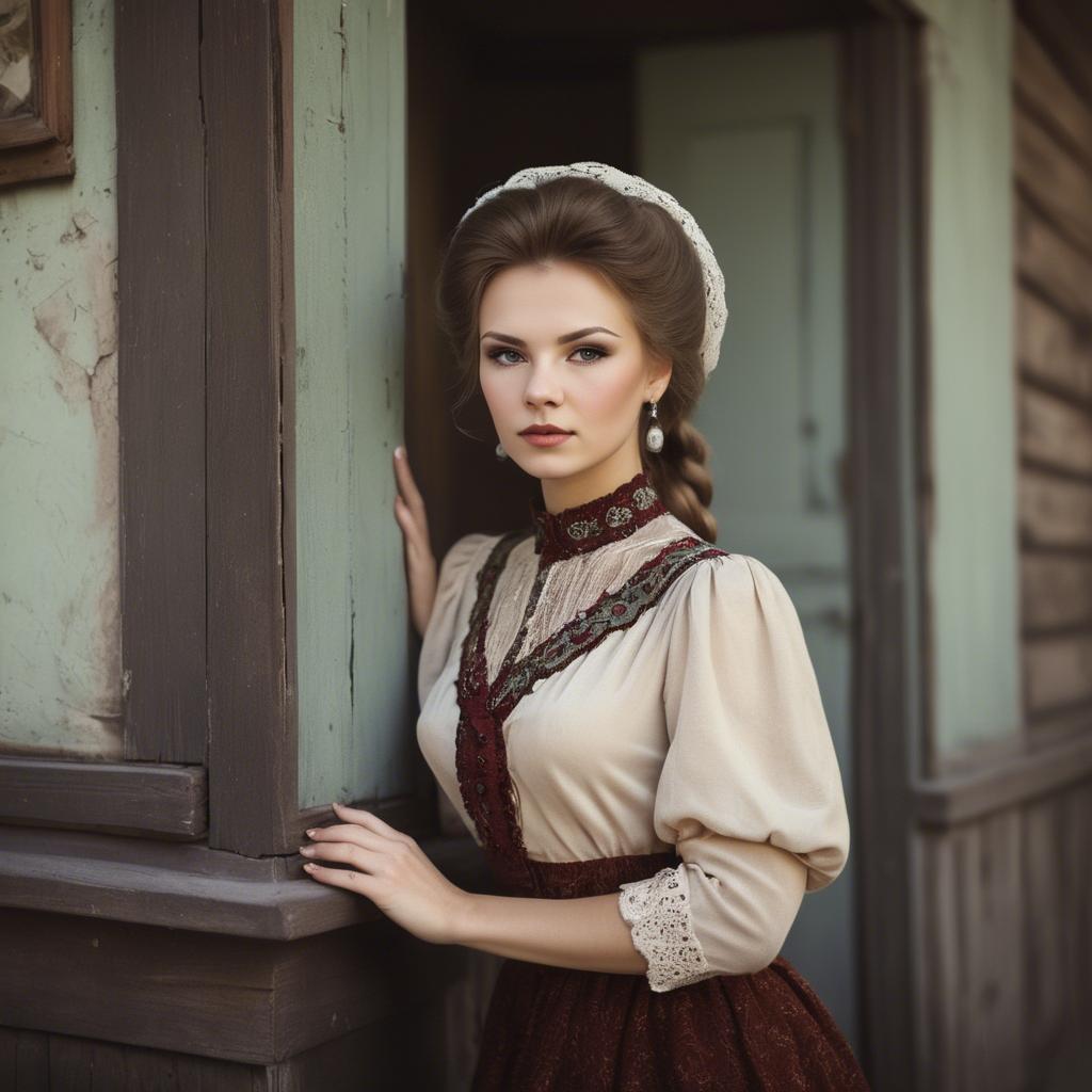 A stunning image of russian woman in vintage settings.