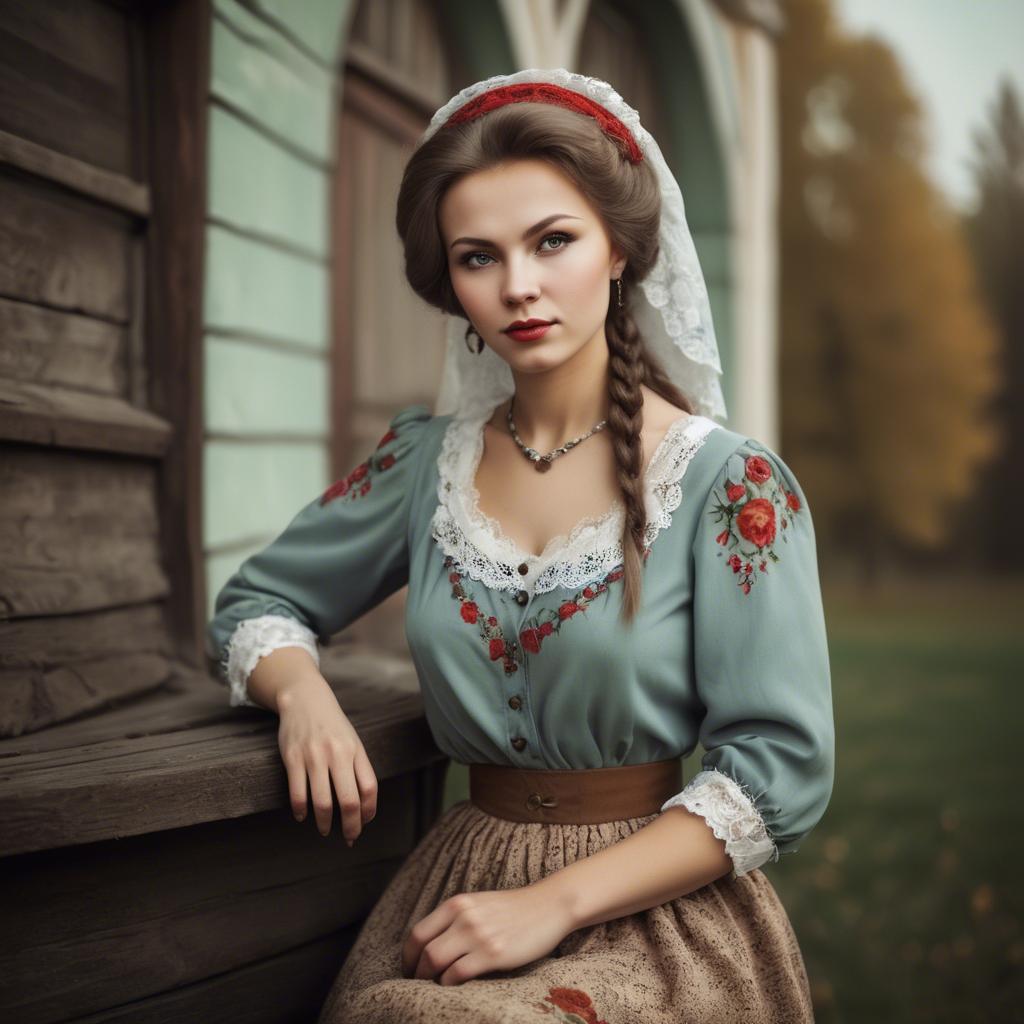 A stunning image of russian woman in vintage settings.