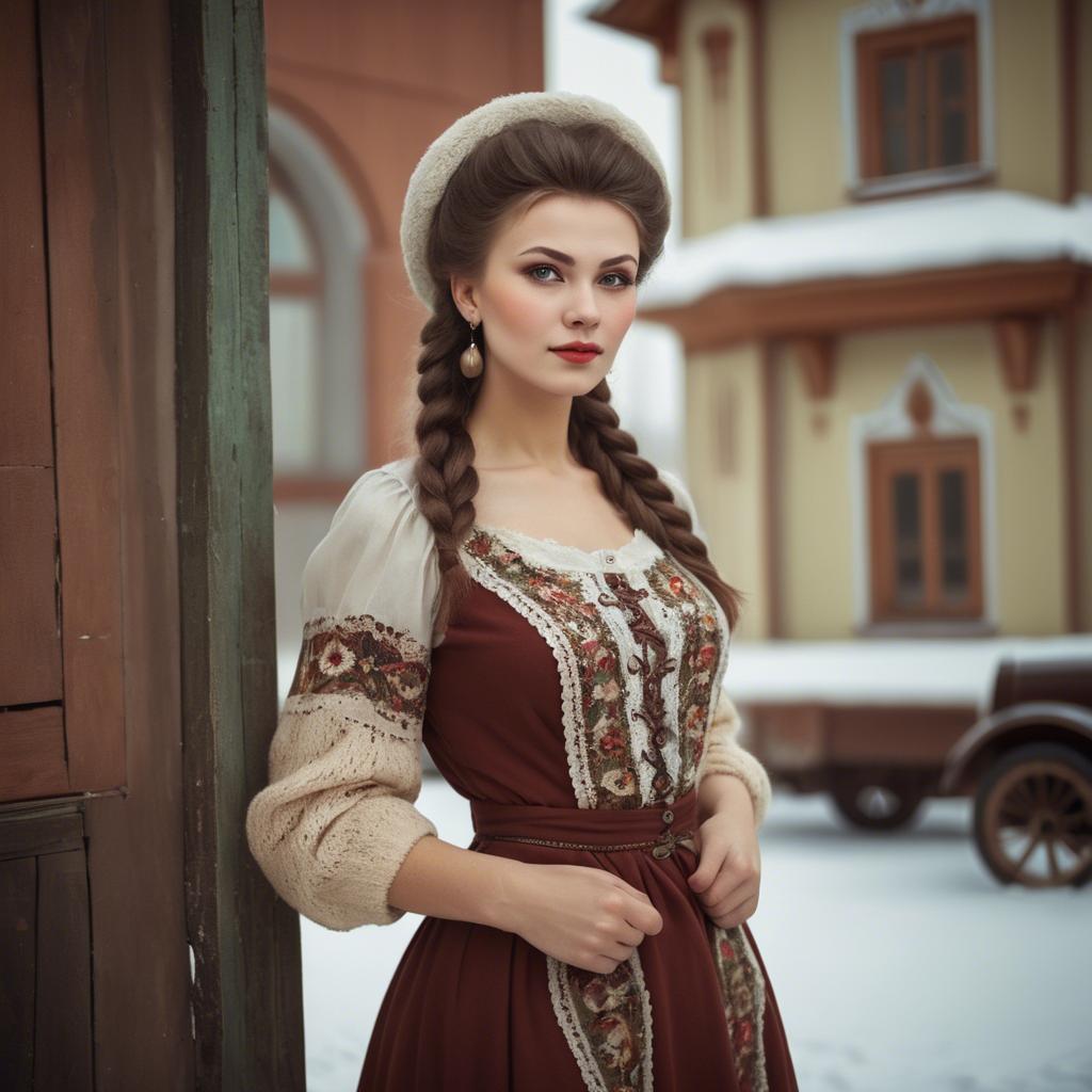 A stunning image of russian woman in vintage settings.