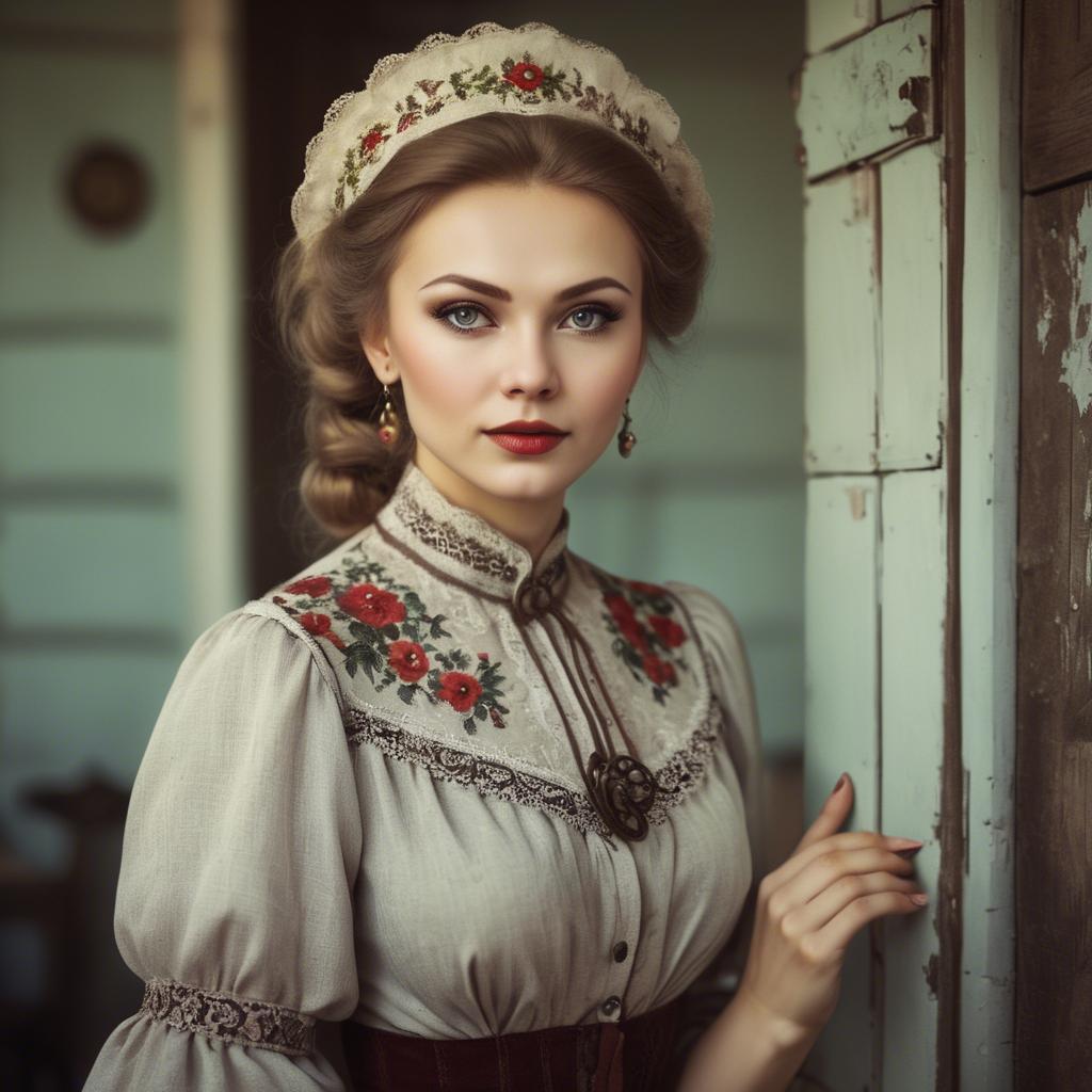 A stunning image of russian woman in vintage settings.