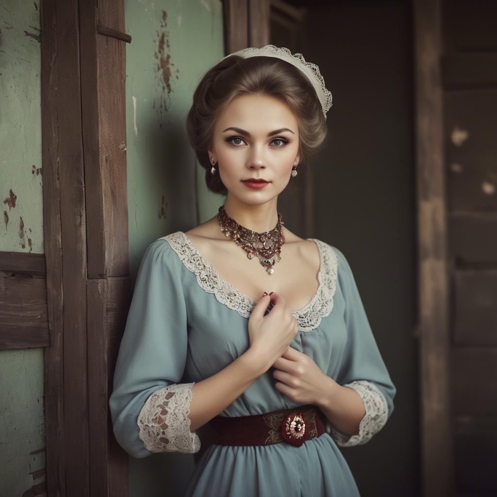 A stunning image of russian woman in vintage settings.