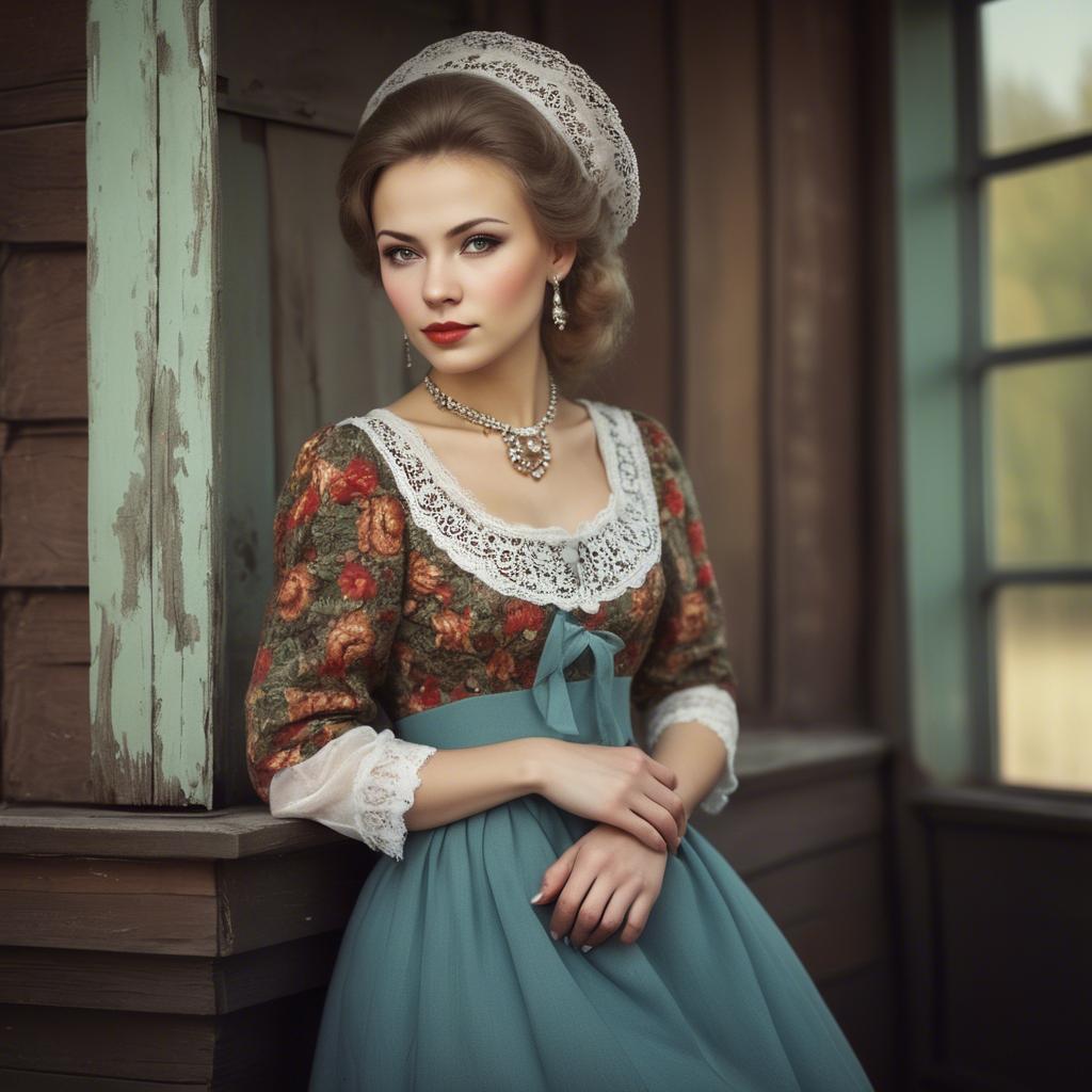 A stunning image of russian woman in vintage settings.