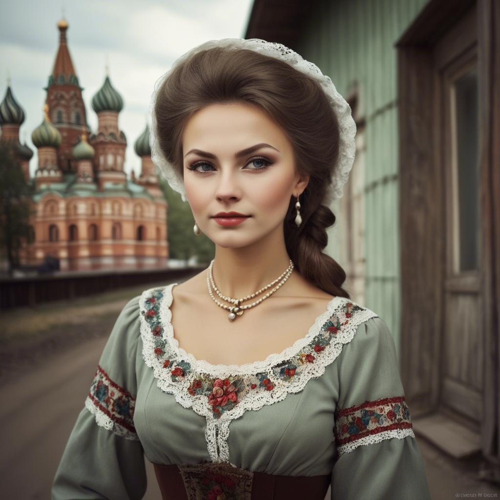 A stunning image of russian woman in vintage settings.
