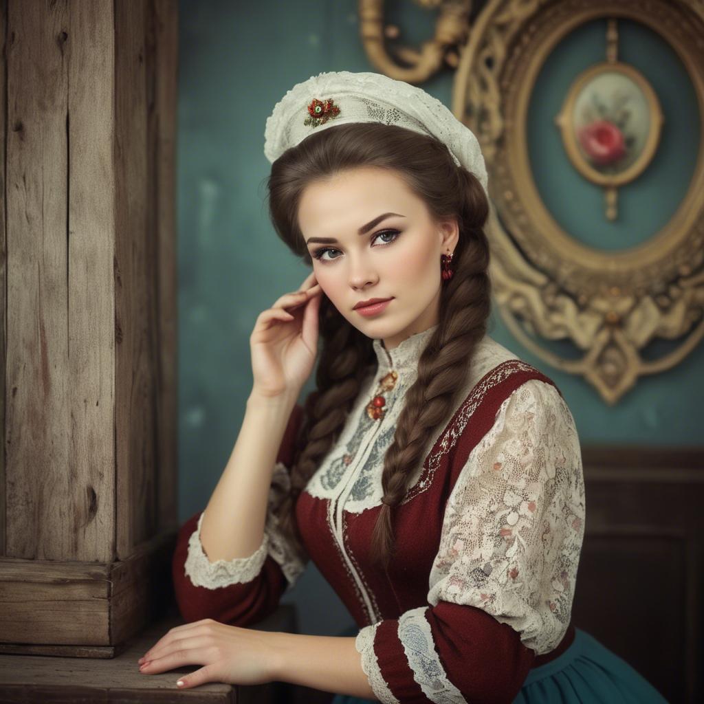 A stunning image of russian woman in vintage settings.