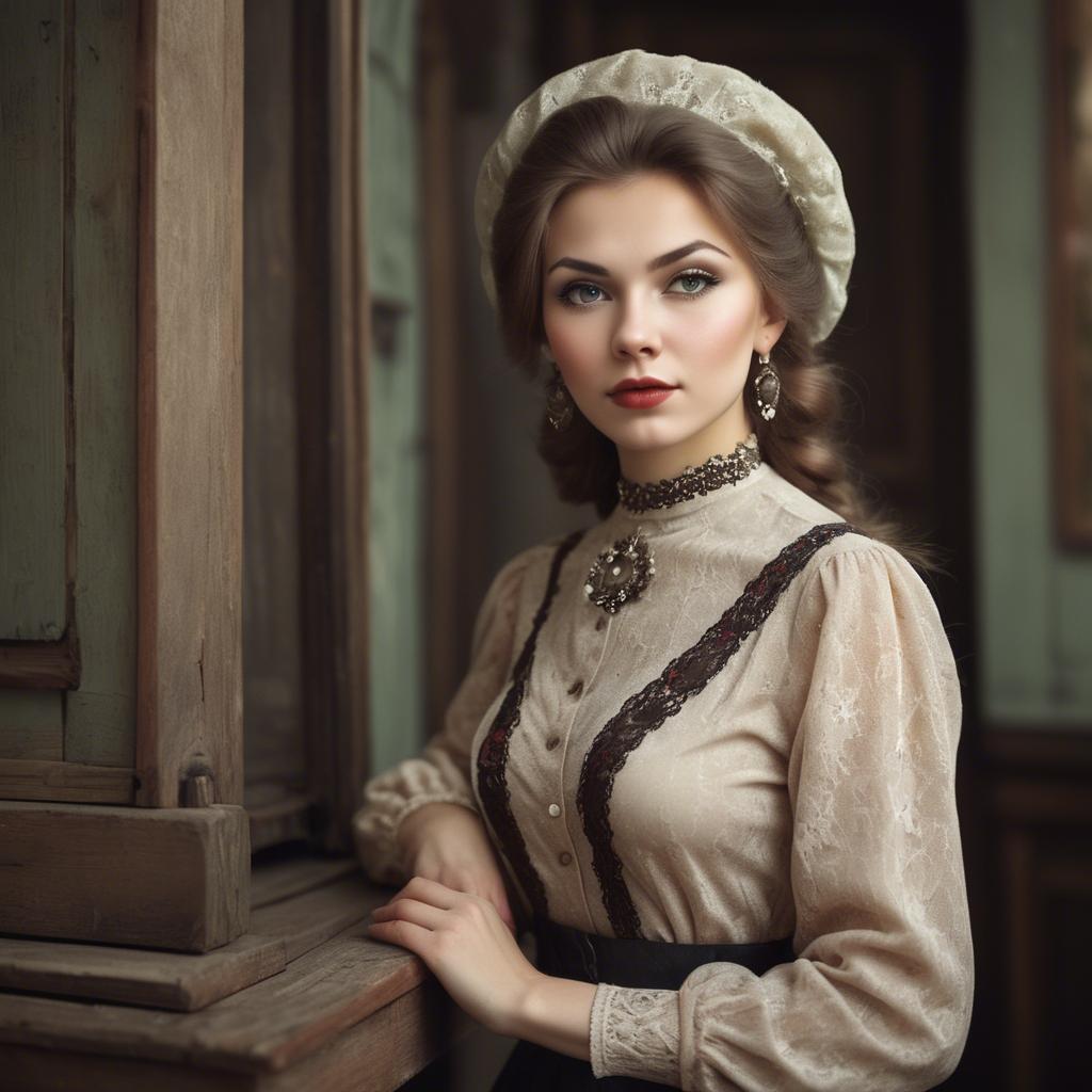 A stunning image of russian woman in vintage settings.