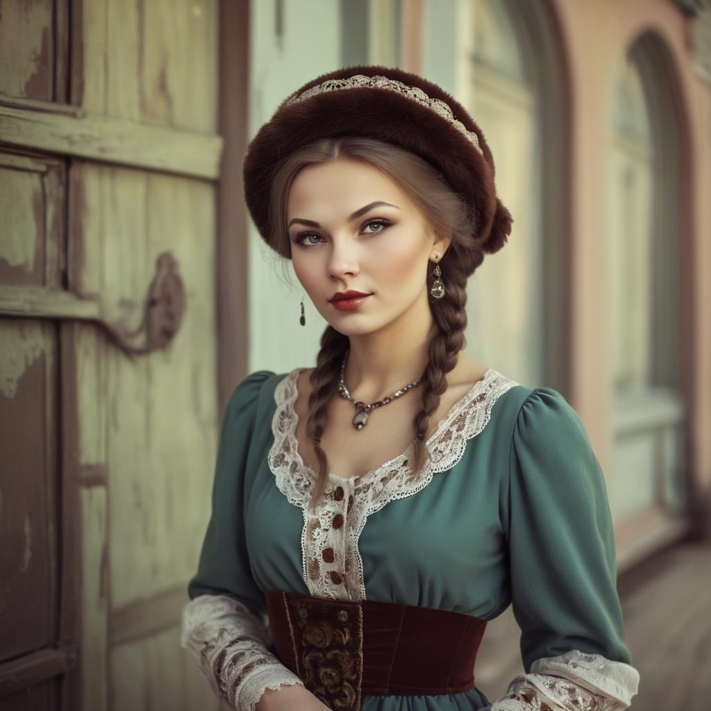 A stunning image of russian woman in vintage settings.