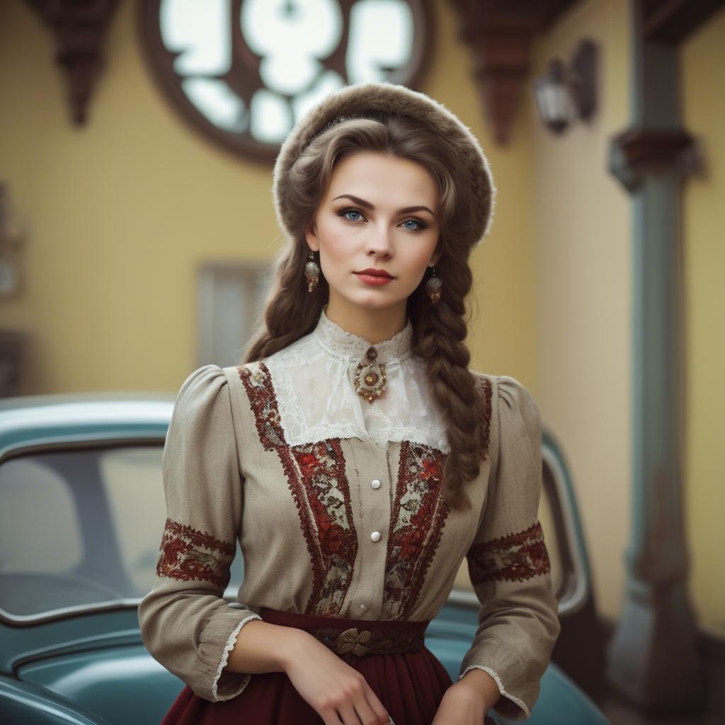 A stunning image of russian woman in vintage settings.