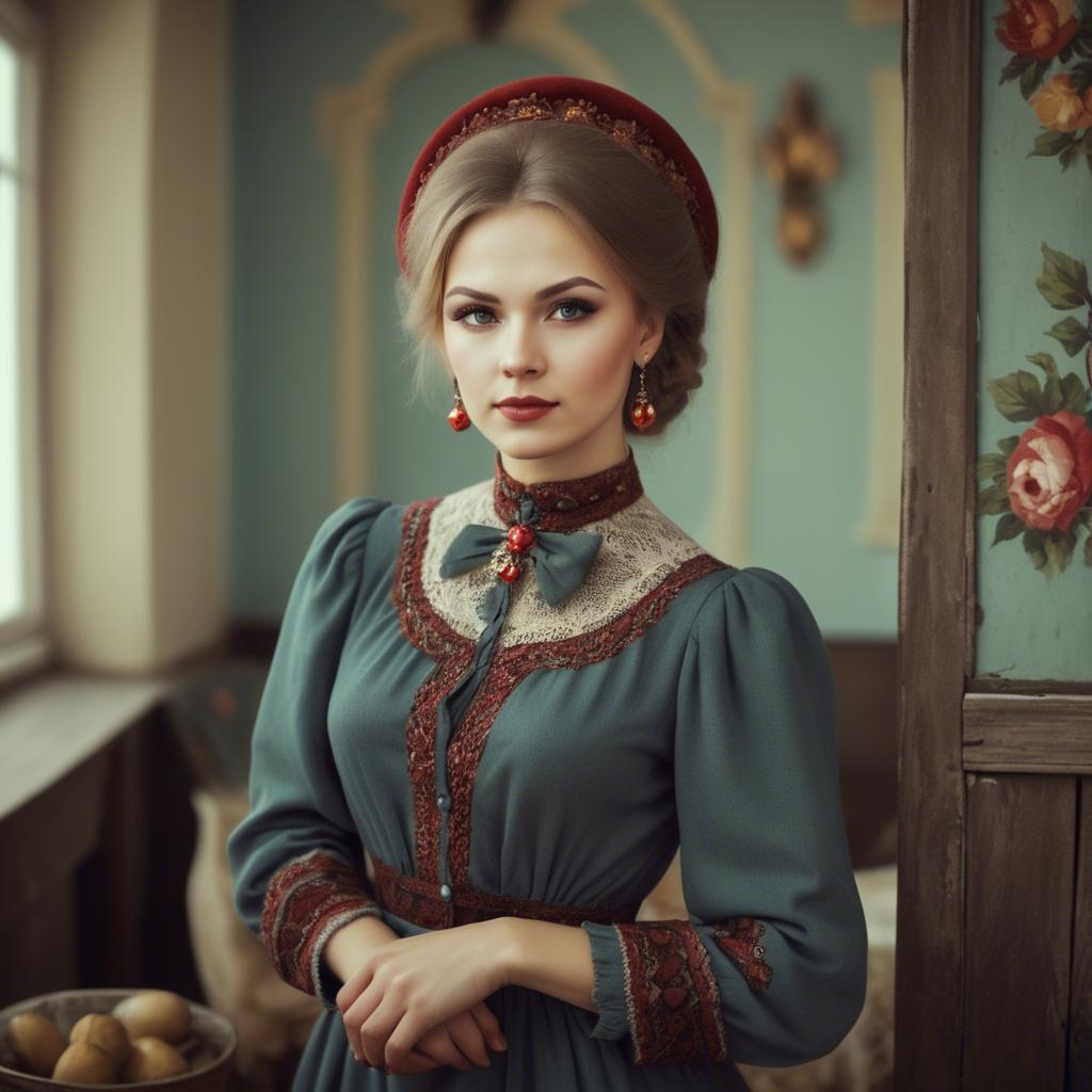 A stunning image of russian woman in vintage settings.