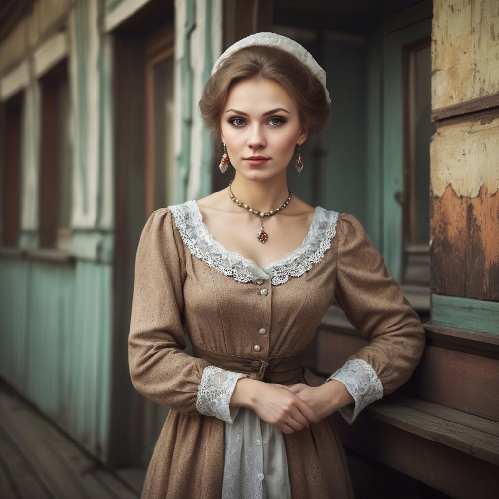 A stunning image of russian woman in vintage settings.