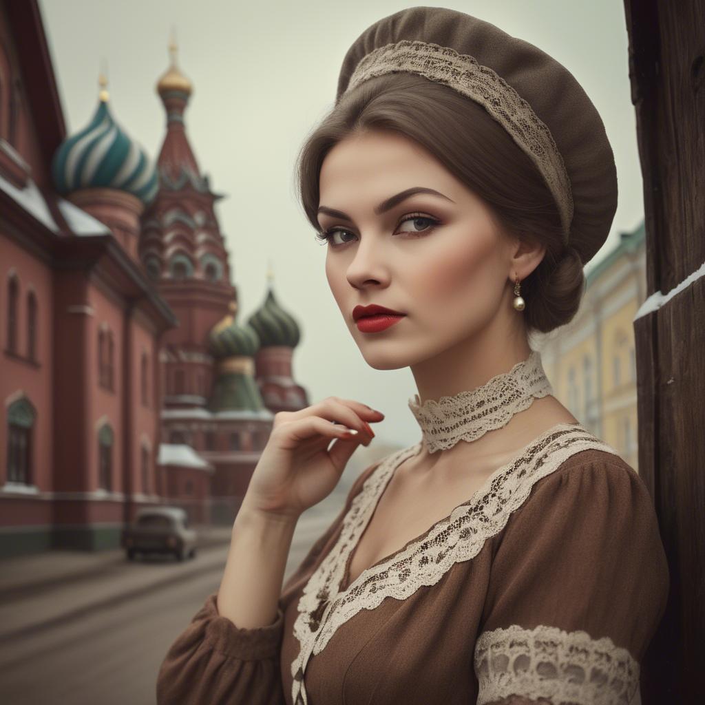 A stunning image of russian woman in vintage settings.