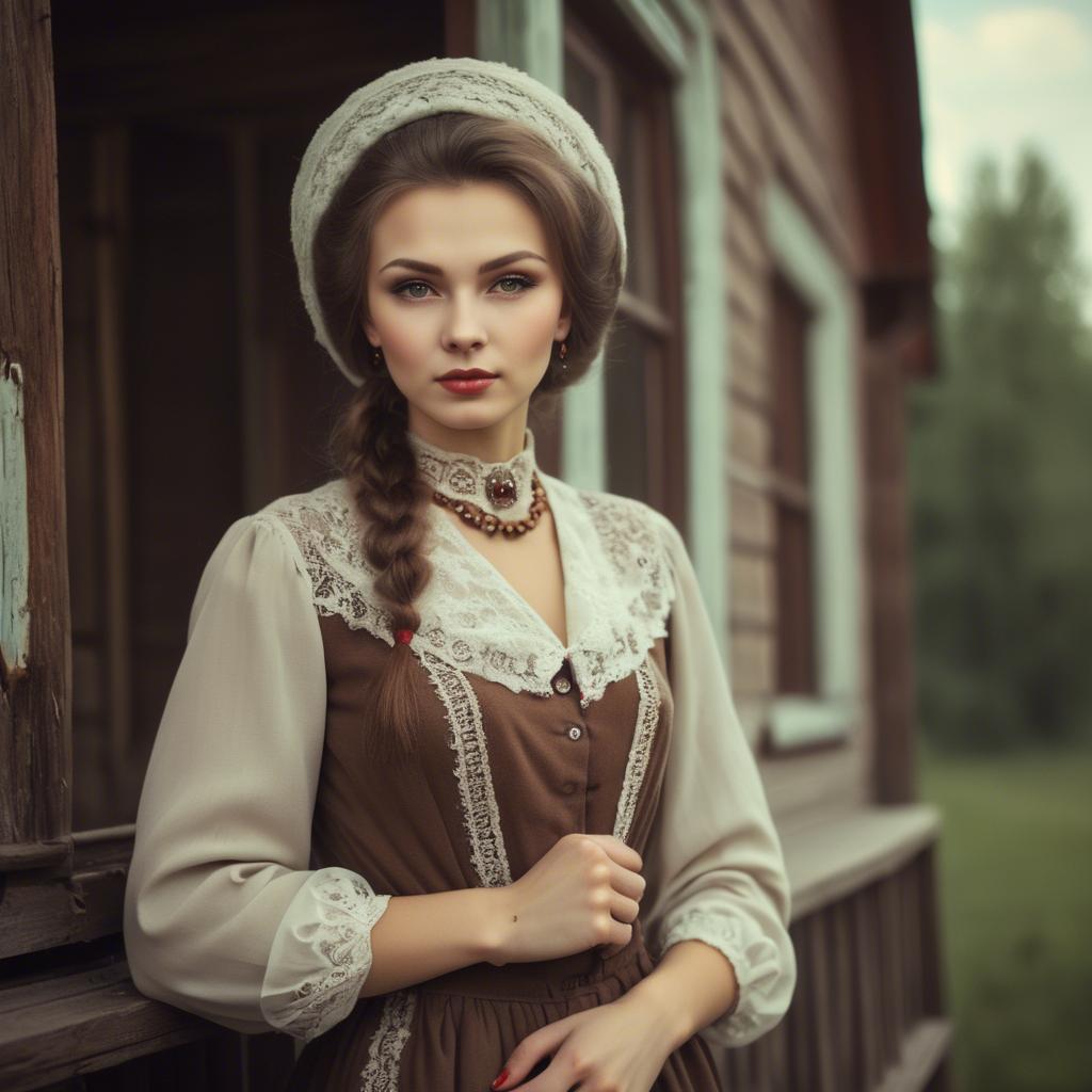 A stunning image of russian woman in vintage settings.