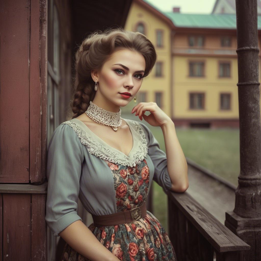 A stunning image of russian woman in vintage settings.