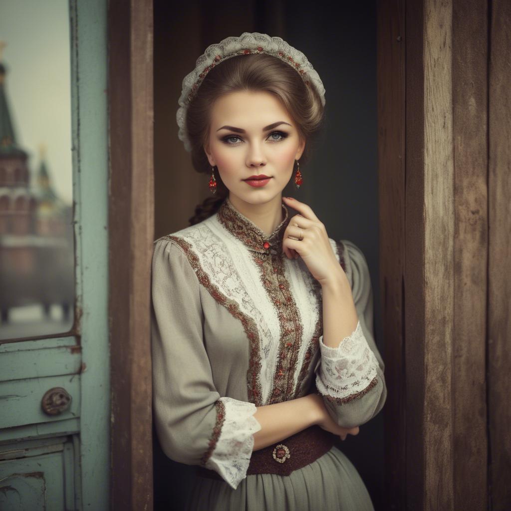 A stunning image of russian woman in vintage settings.