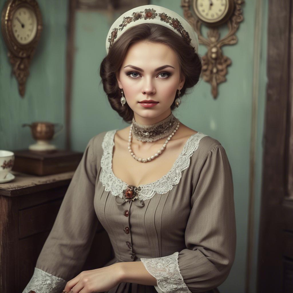 A stunning image of russian woman in vintage settings.