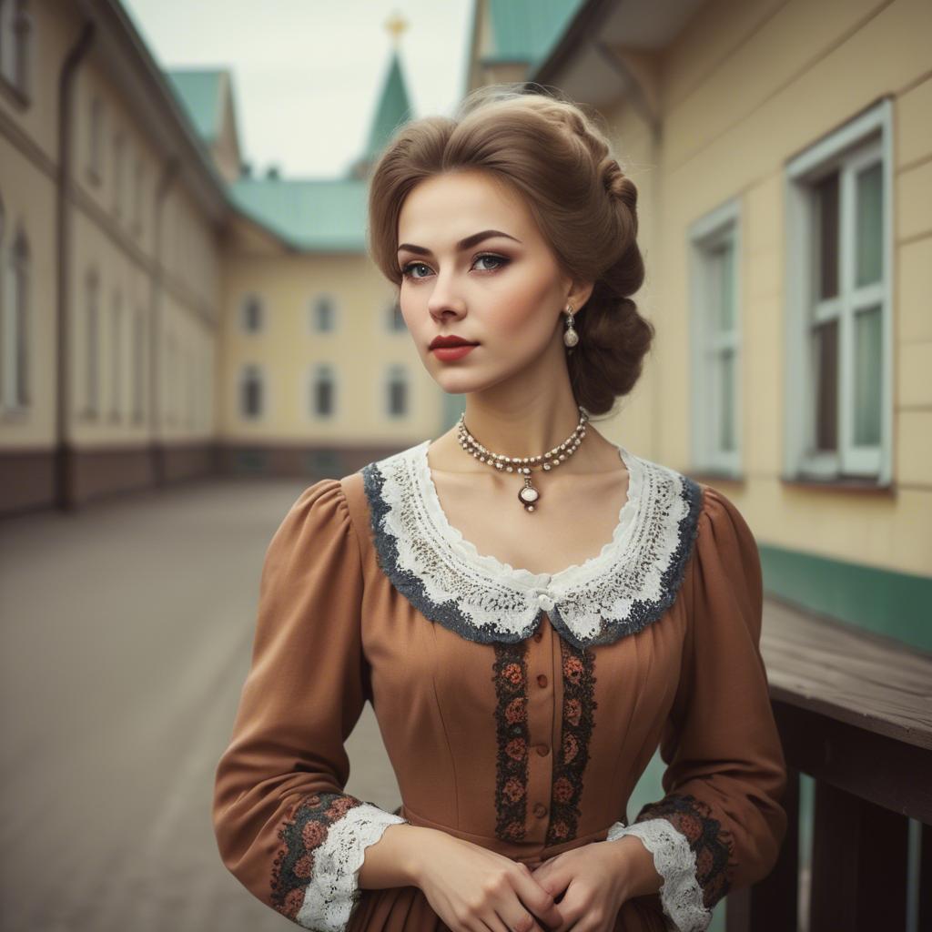 A stunning image of russian woman in vintage settings.