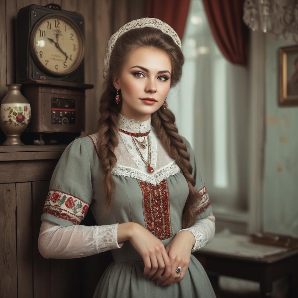 A stunning image of russian woman in vintage settings.
