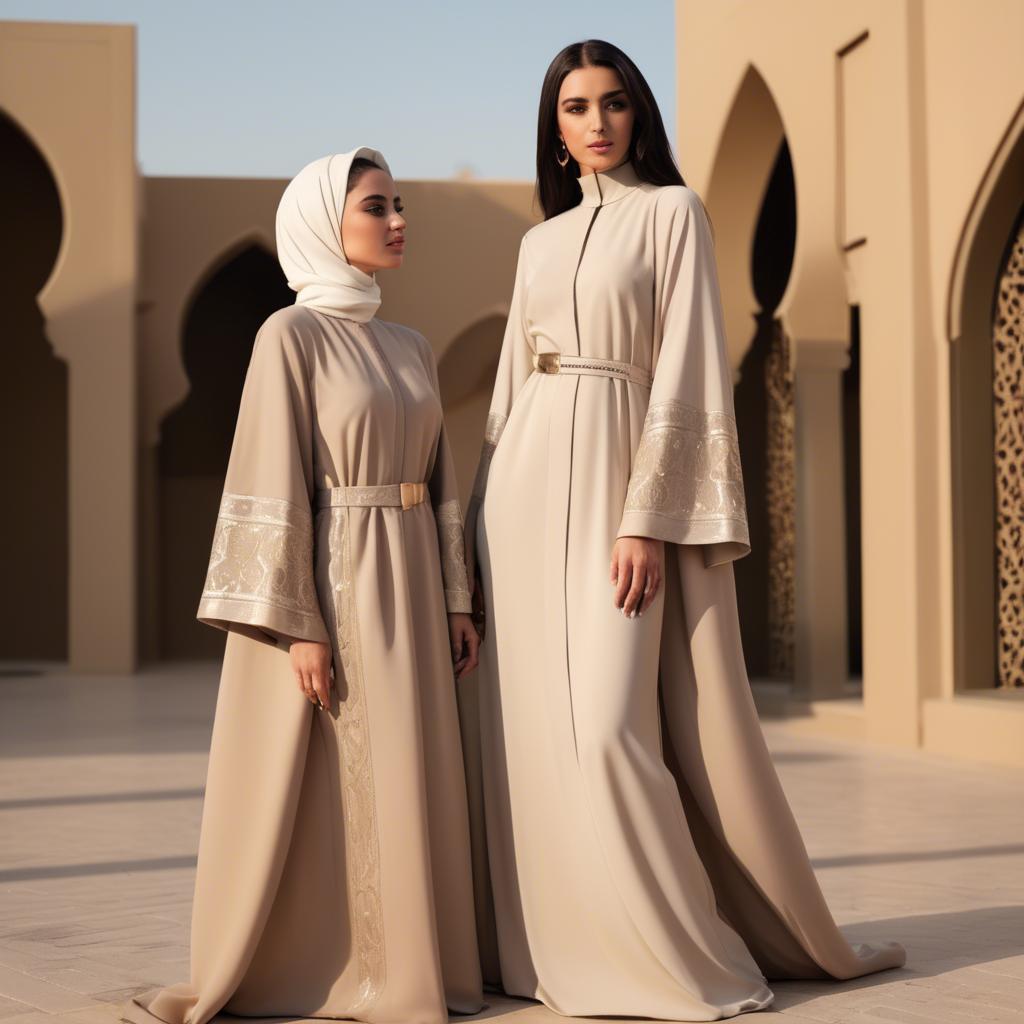 A stunning image of spirited saudi arabian style in a chic abaya-inspired outfit captured in refined evening light.