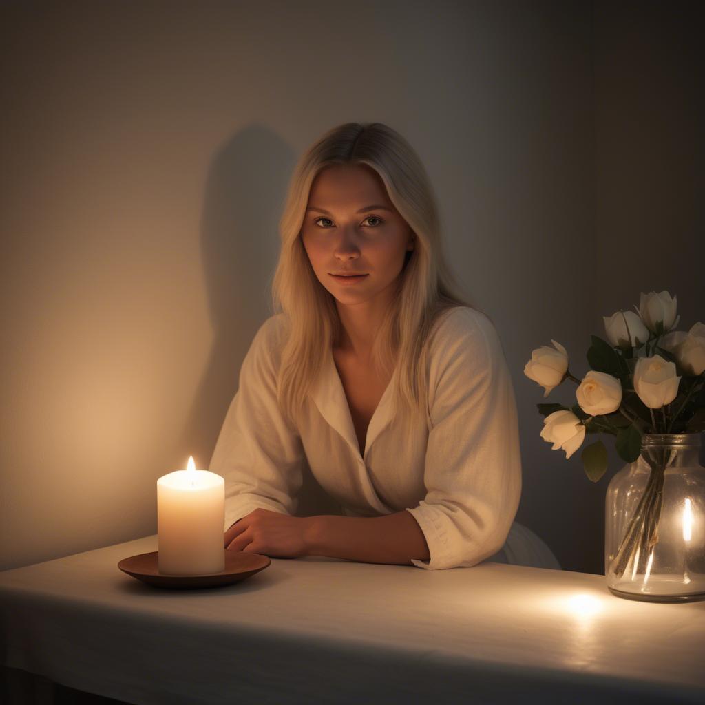 A stunning image of swedish beauty in soft candlelight.