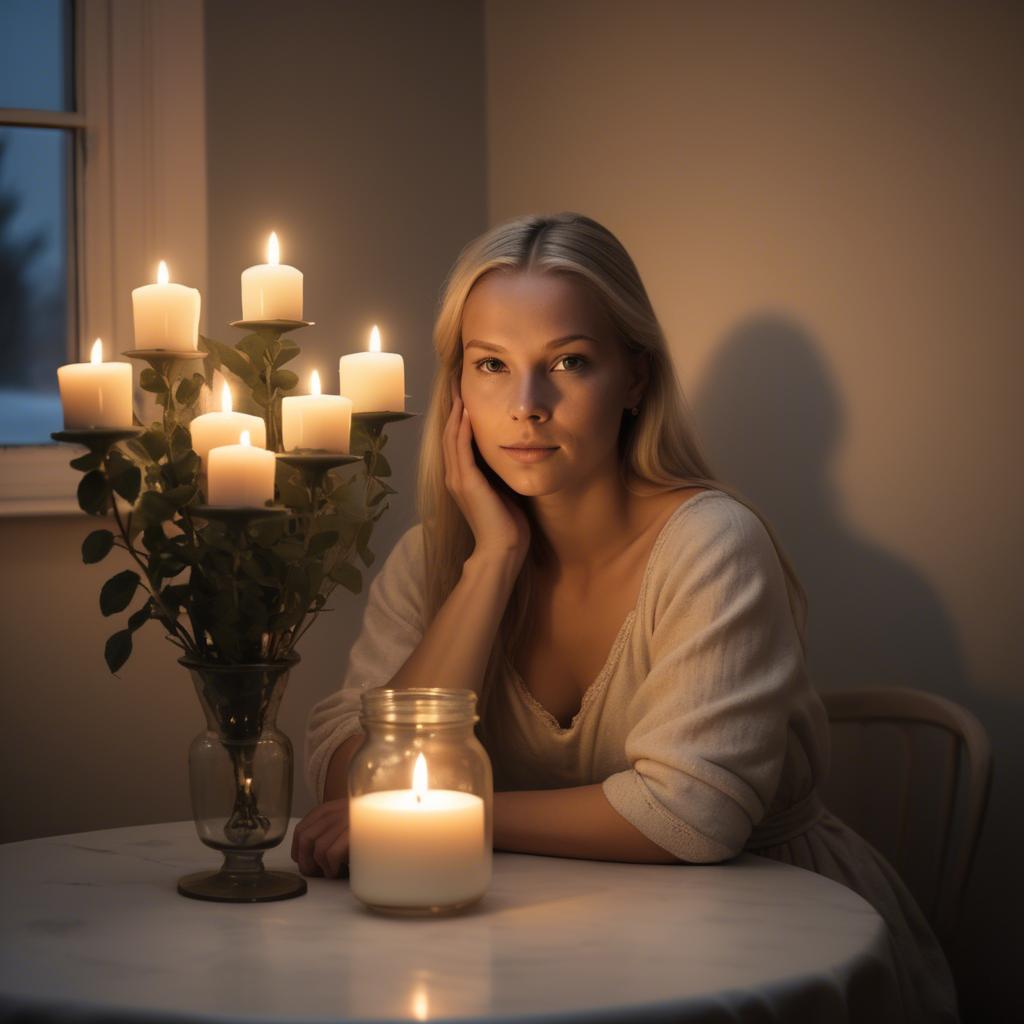 A stunning image of swedish beauty in soft candlelight.