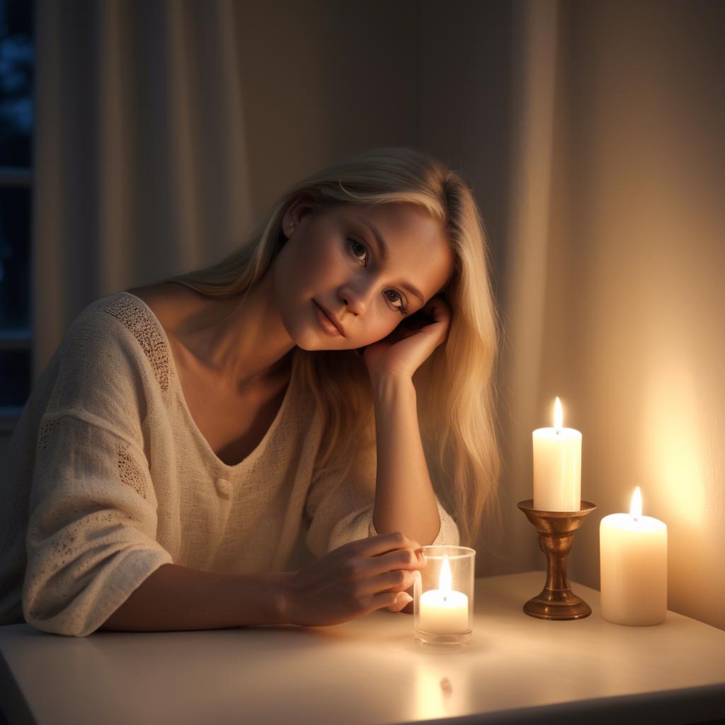 A stunning image of swedish beauty in soft candlelight.