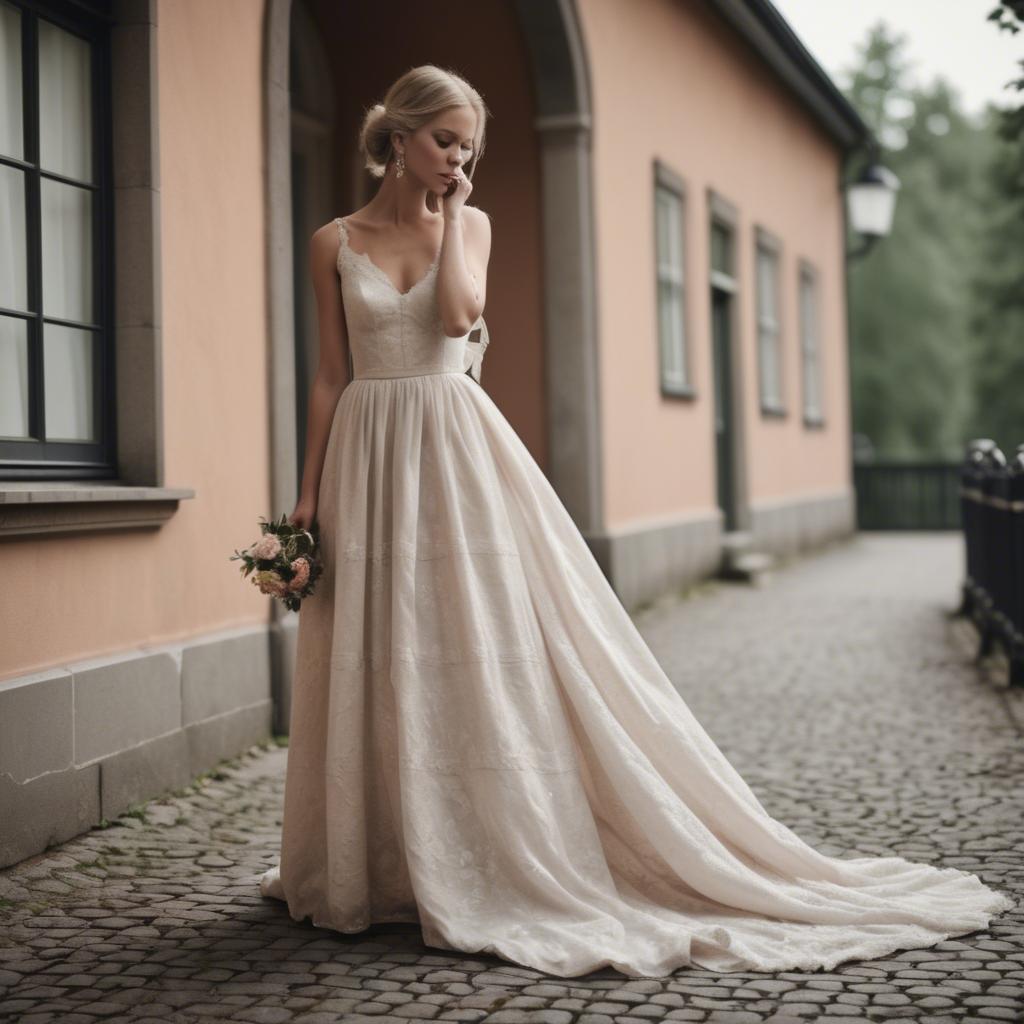 A stunning image of swedish elegance in a romantic gown.