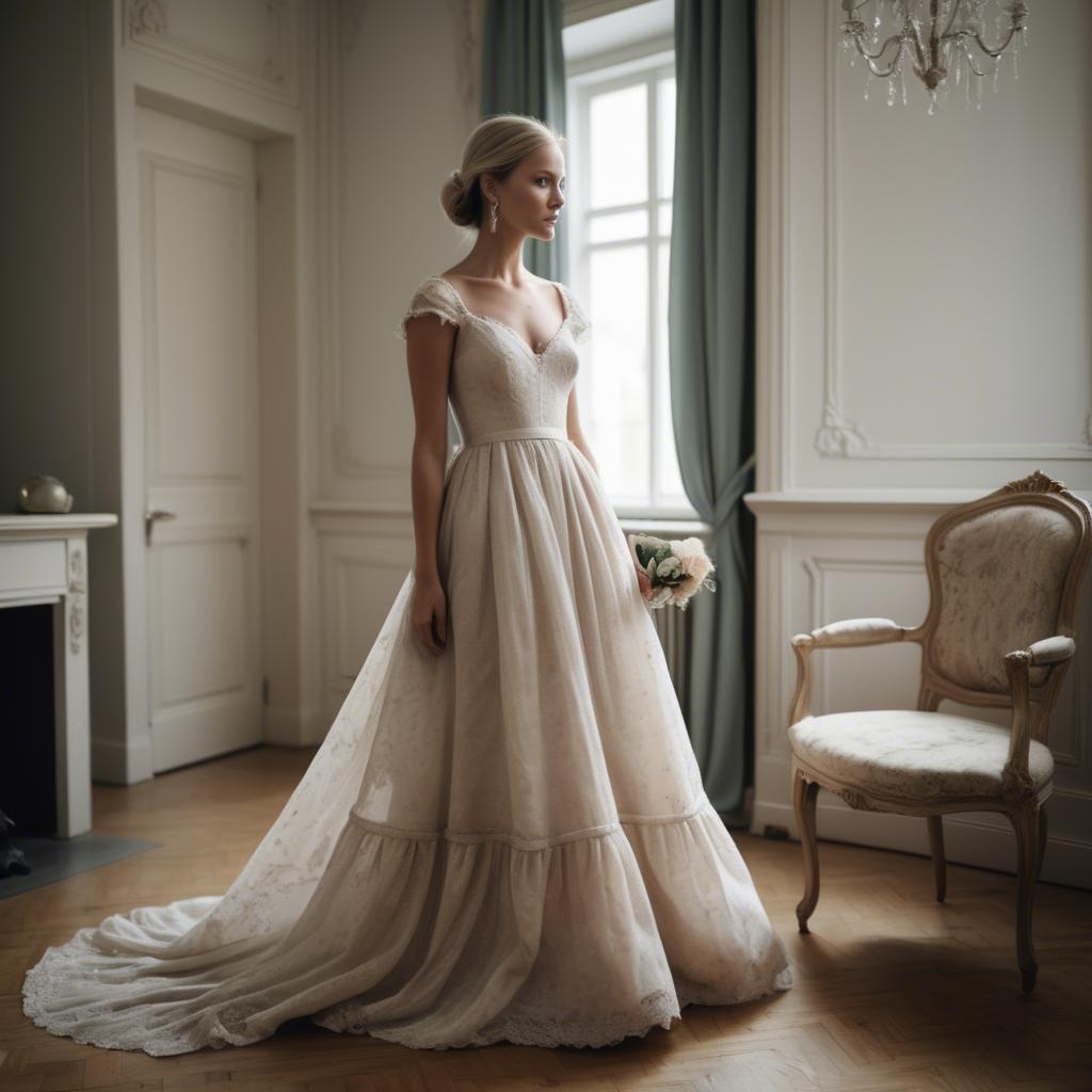 A stunning image of swedish elegance in a romantic gown.