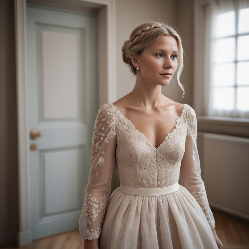 A stunning image of swedish elegance in a romantic gown.