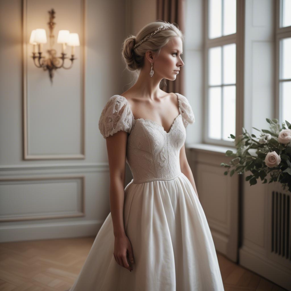 A stunning image of swedish elegance in a romantic gown.