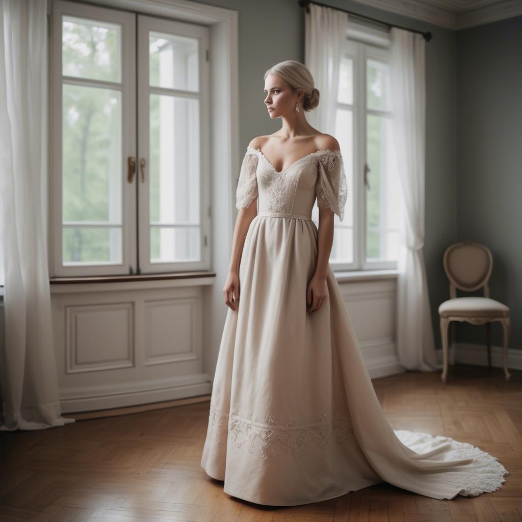 A stunning image of swedish elegance in a romantic gown.