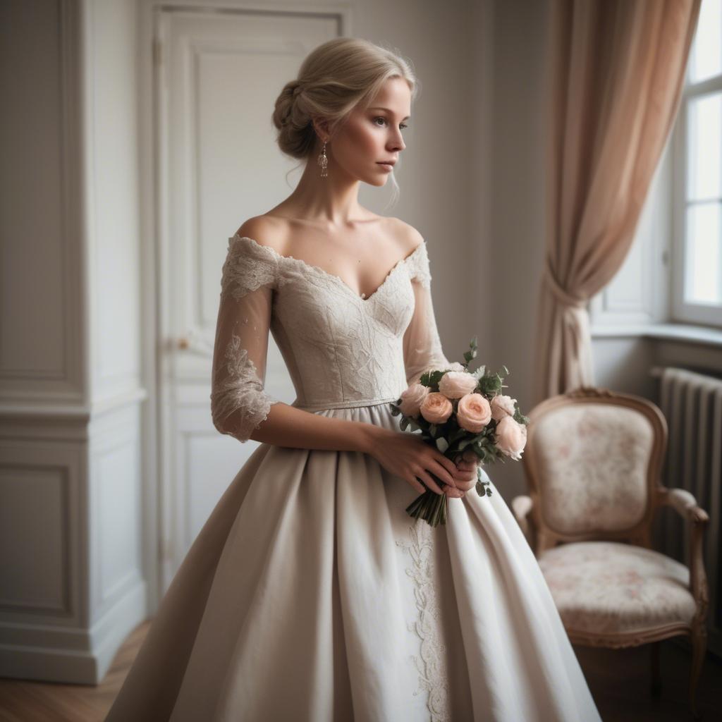 A stunning image of swedish elegance in a romantic gown.