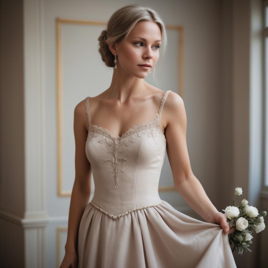 A stunning image of swedish elegance in a romantic gown.