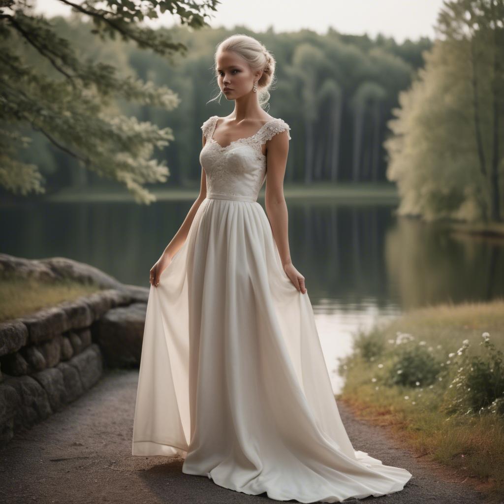 A stunning image of swedish elegance in a romantic gown.