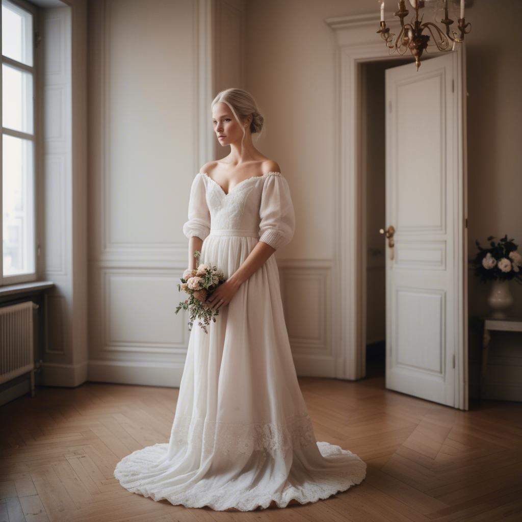 A stunning image of swedish elegance in a romantic gown.