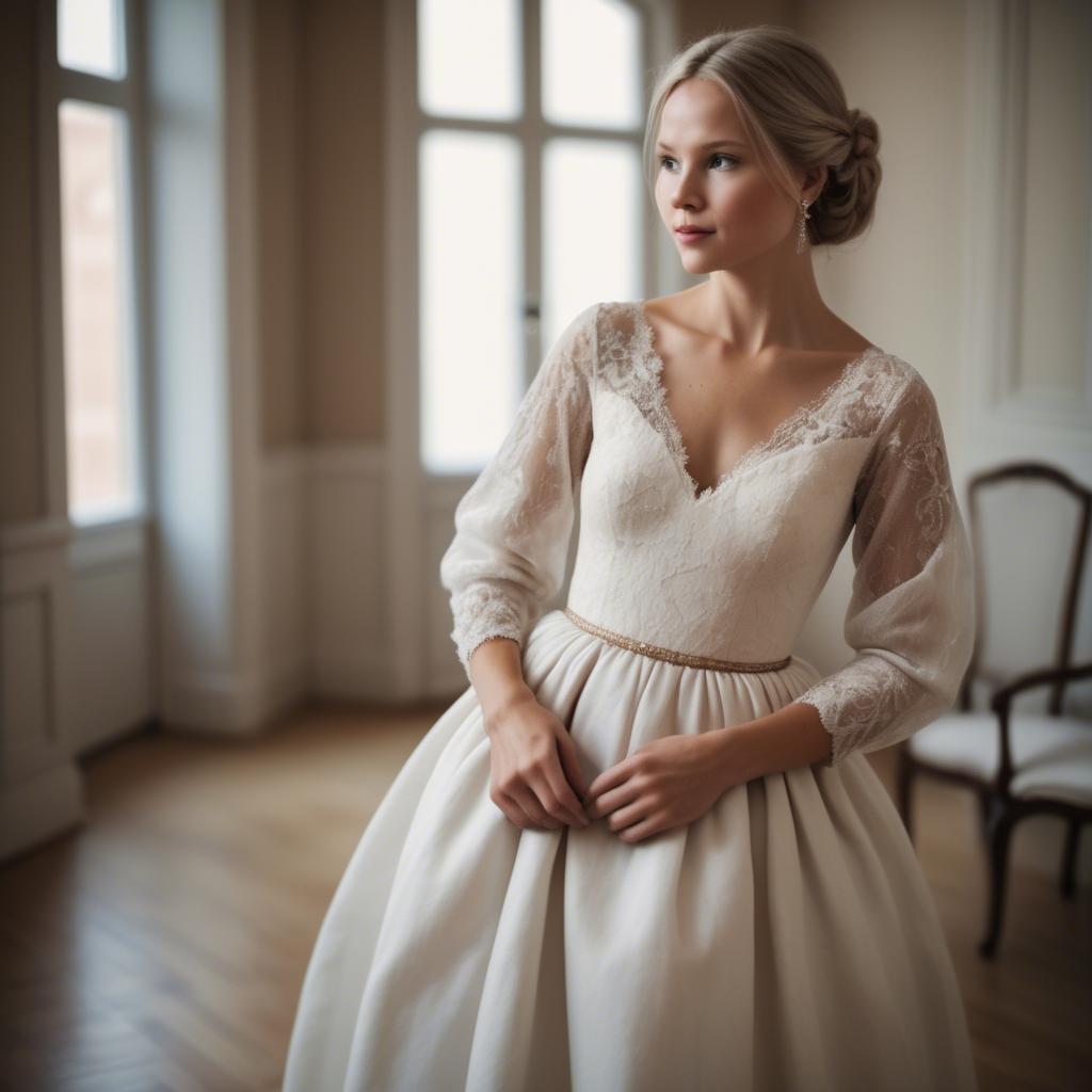 A stunning image of swedish elegance in a romantic gown.
