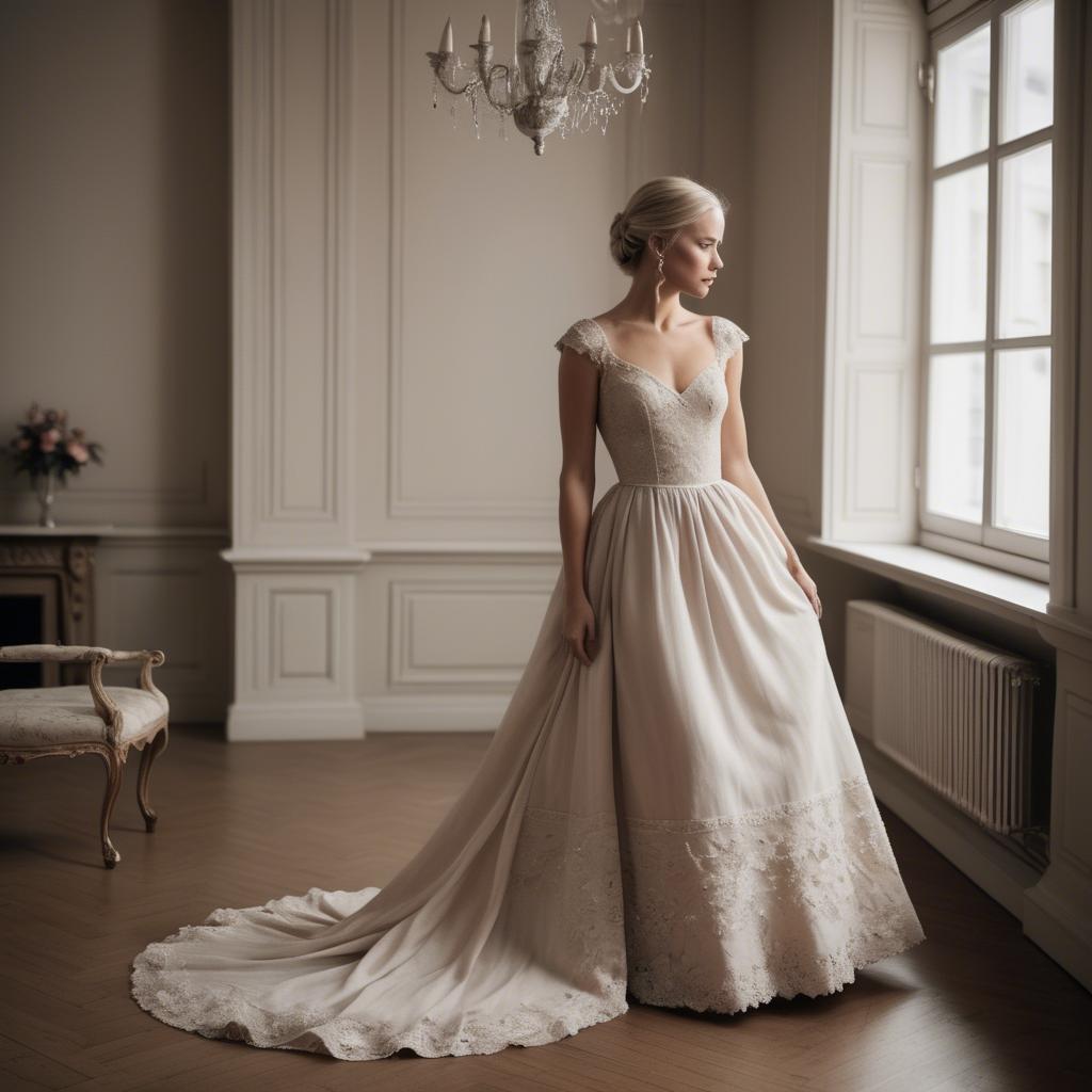 A stunning image of swedish elegance in a romantic gown.