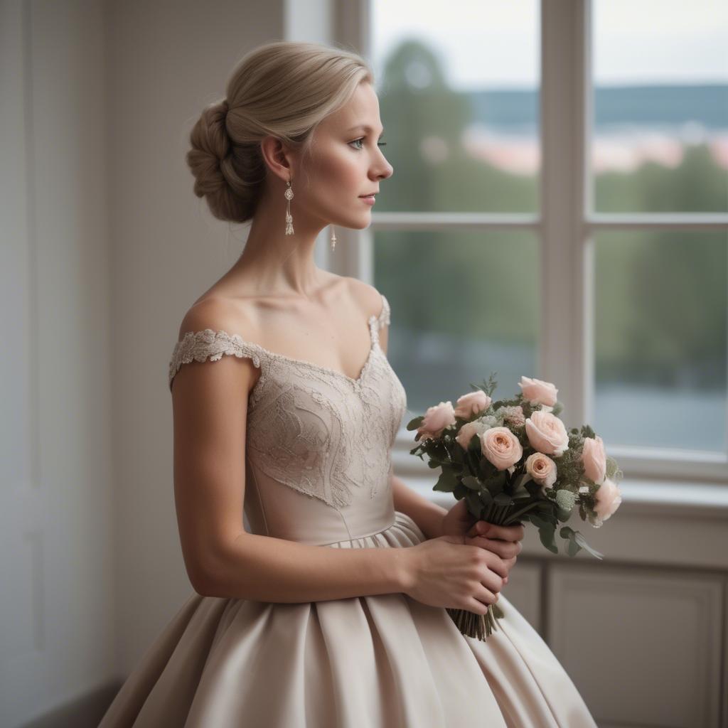 A stunning image of swedish elegance in a romantic gown.