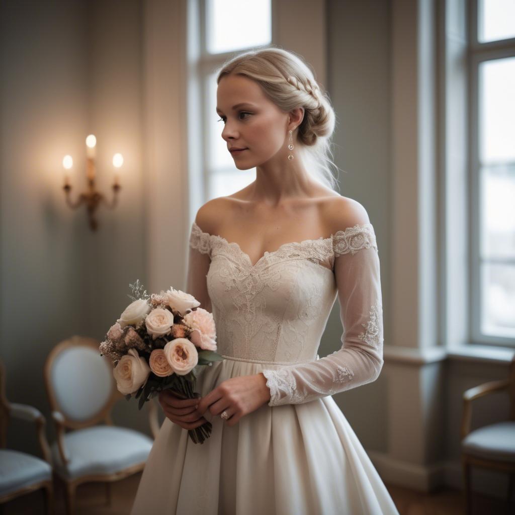 A stunning image of swedish elegance in a romantic gown.