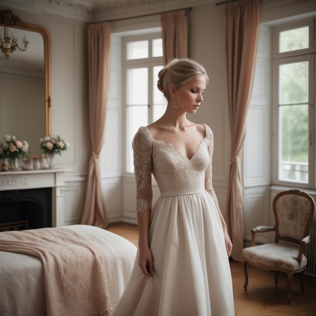A stunning image of swedish elegance in a romantic gown.