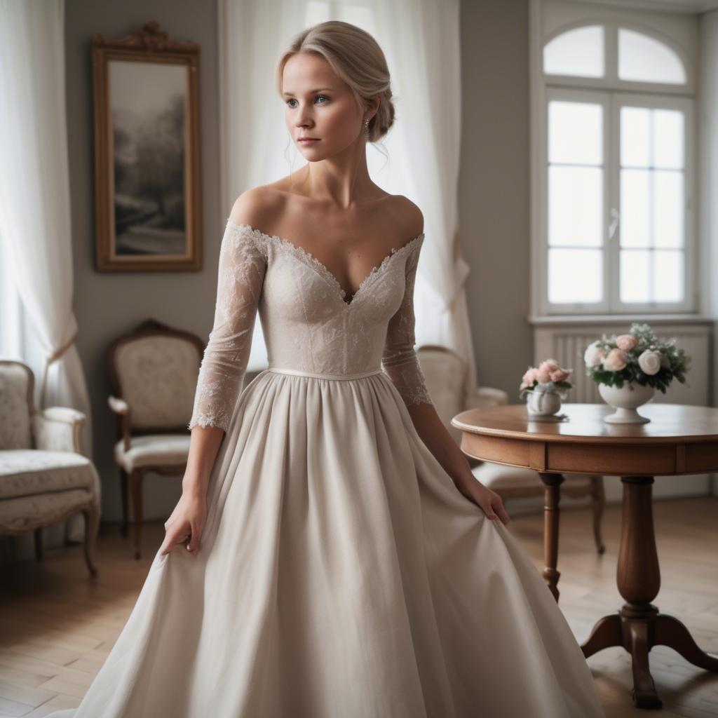A stunning image of swedish elegance in a romantic gown.