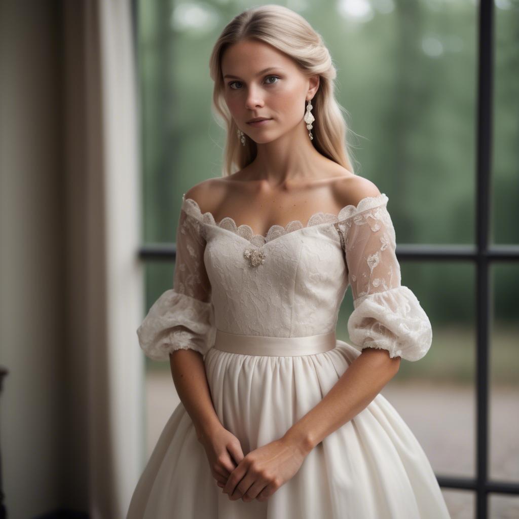 A stunning image of swedish elegance in a romantic gown.