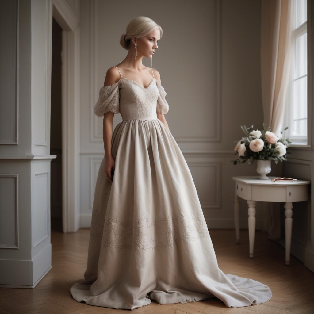 A stunning image of swedish elegance in a romantic gown.