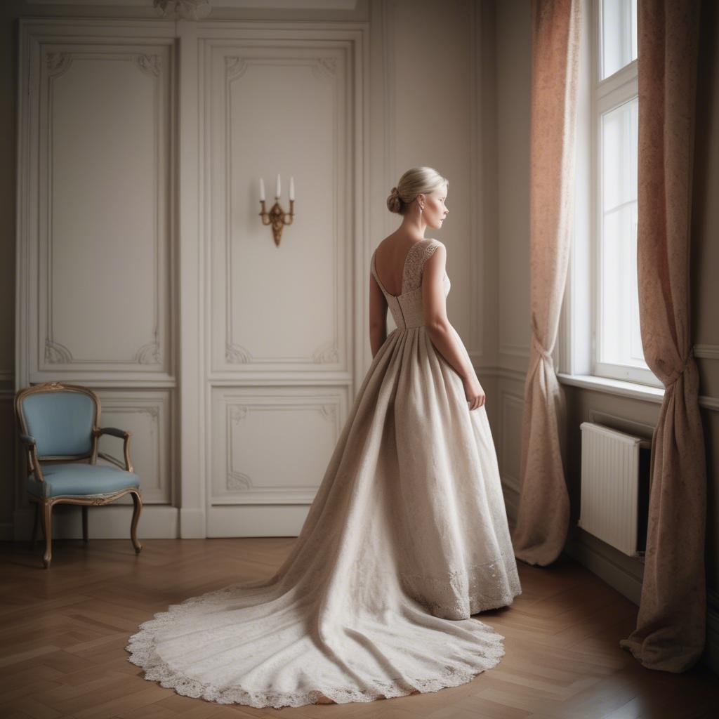 A stunning image of swedish elegance in a romantic gown.