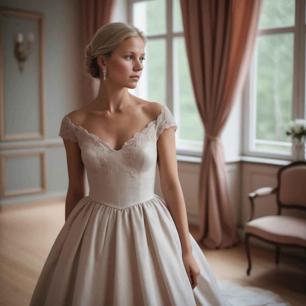 A stunning image of swedish elegance in a romantic gown.