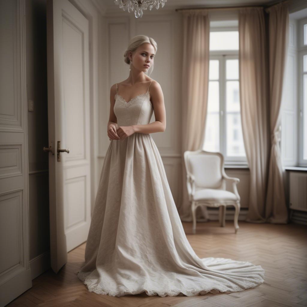 A stunning image of swedish elegance in a romantic gown.