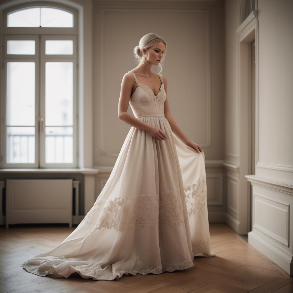 A stunning image of swedish elegance in a romantic gown.