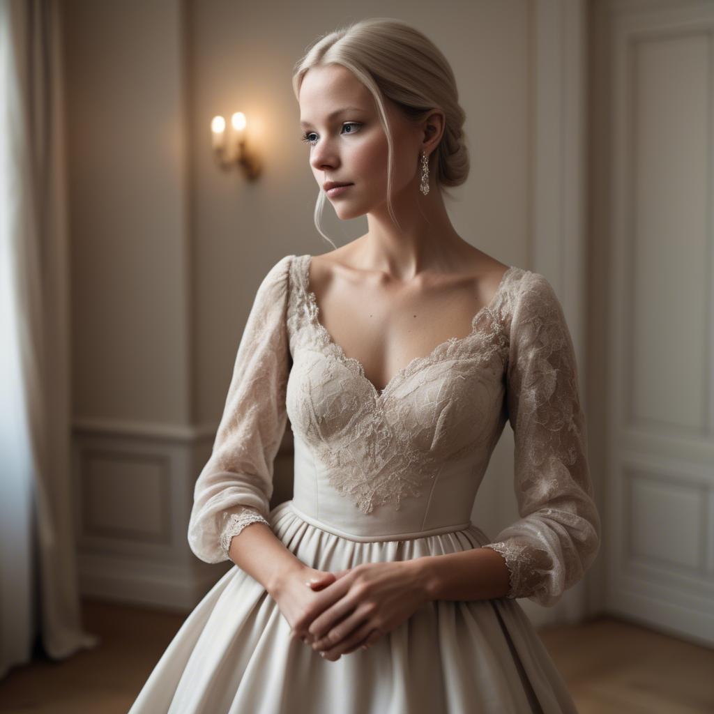 A stunning image of swedish elegance in a romantic gown.