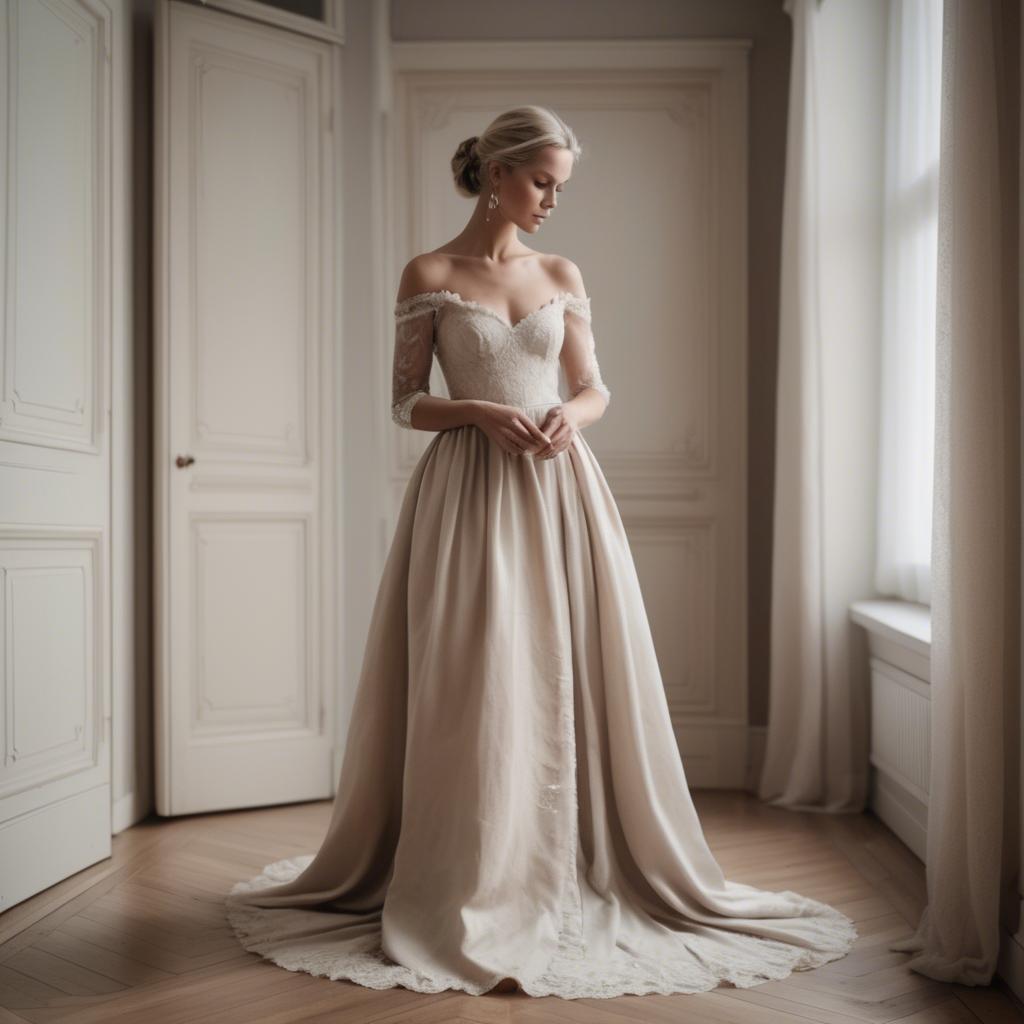 A stunning image of swedish elegance in a romantic gown.