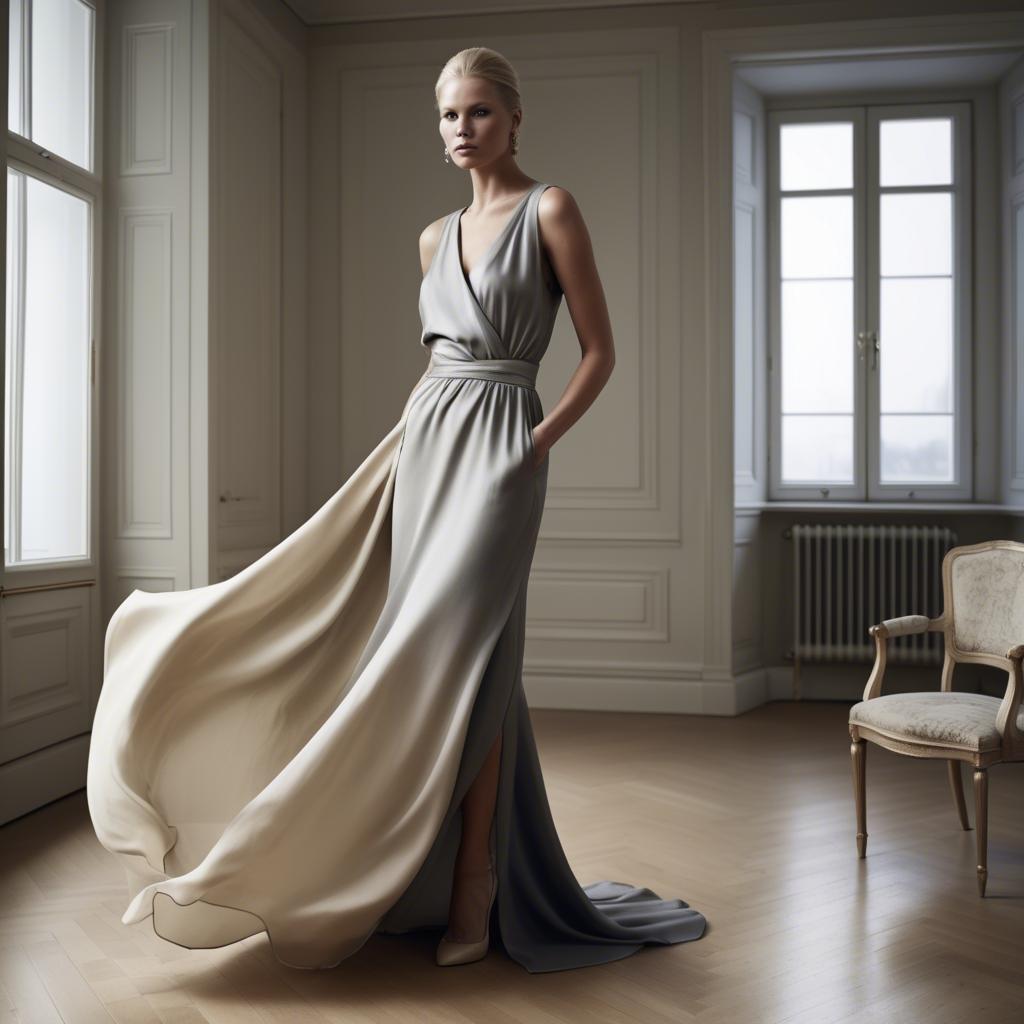 A stunning image of swedish glamour in flowing fabrics.