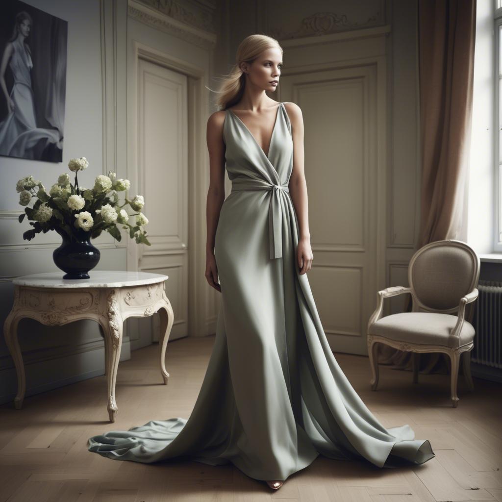 A stunning image of swedish glamour in flowing fabrics.